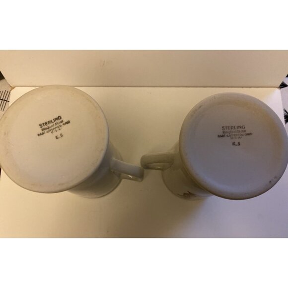 Vtg 2 Sterling Vitrified China Mugs East Liverpool Ohio USA F-5 Restaurant Ware - Picture 3 of 13